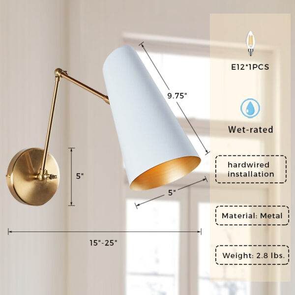 Elegant Articulating Mid-Century Modern Metal Sconce - Image 34