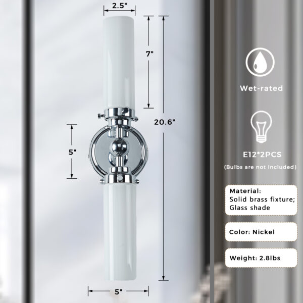 Milk Glass Double Tube Sconce Vanity Light - Image 31