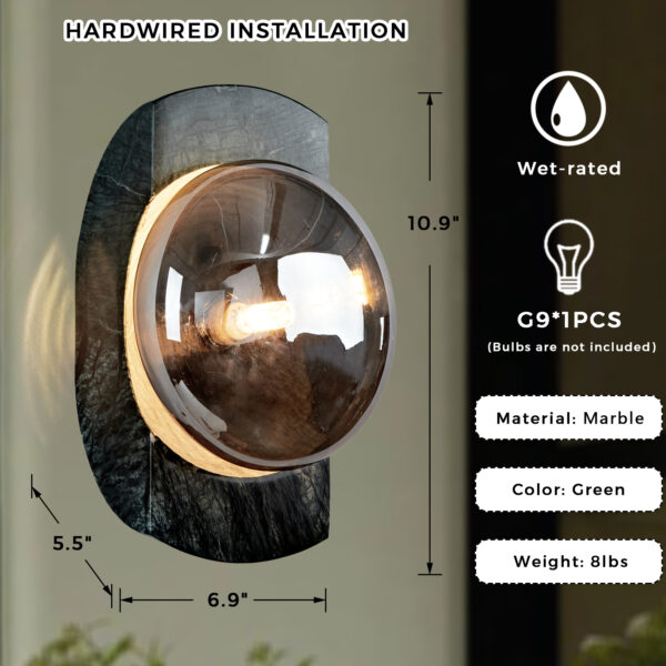 Smoked Luster Veining Globe Wall Sconce - Image 3