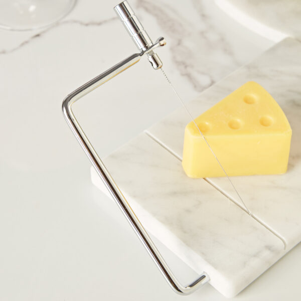 White Marble Cheese Board with Slicer - Image 4