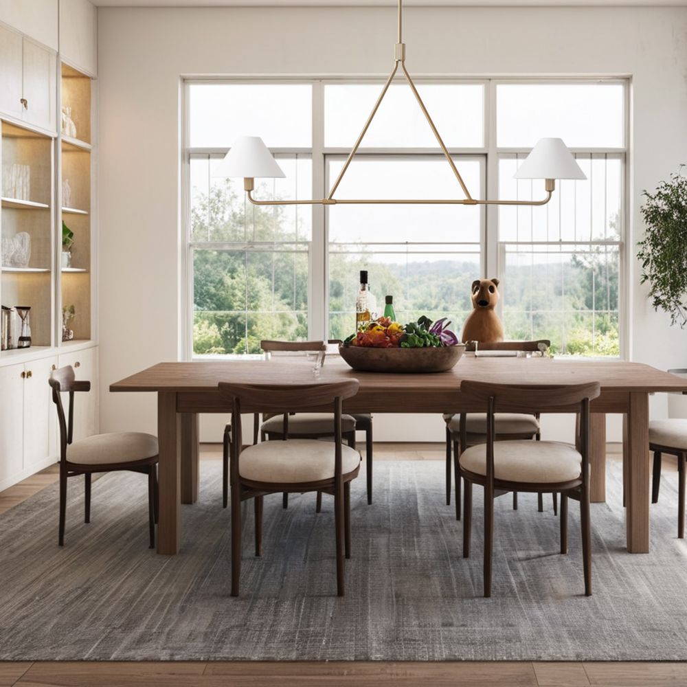 Ivory Linen Conical 2-Light Linear Chandelier - Image 20