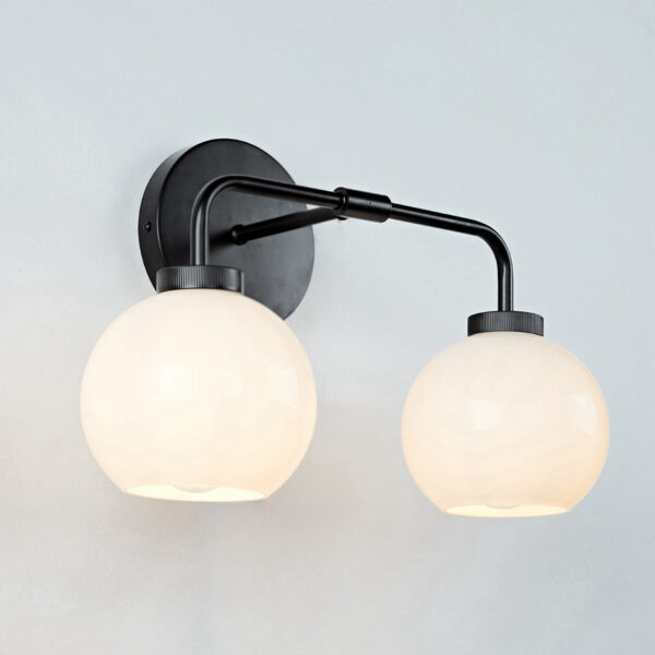 Globe Shade Matte Finish with Brass Accents Double Light Sconce