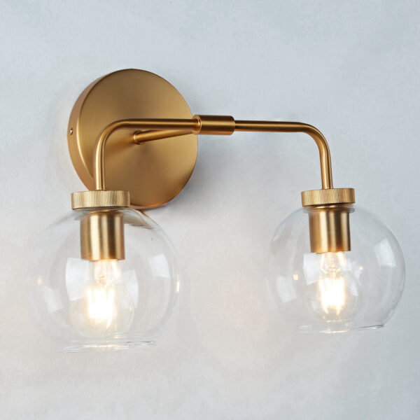 Globe Shade Matte Finish with Brass Accents Double Light Sconce - Image 40