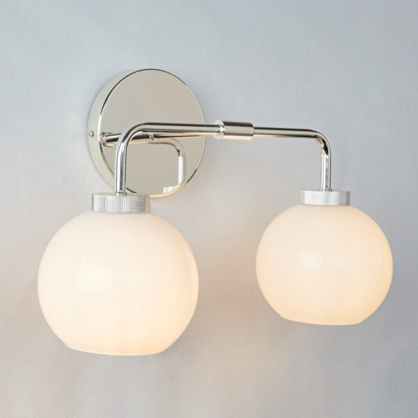 Globe Shade Matte Finish with Brass Accents Double Light Sconce - Image 53