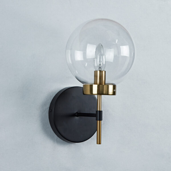 Brass Glow Mid-Century Glass Globe Wall Sconce