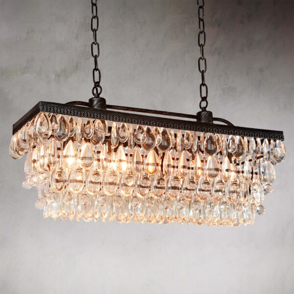 Crystal Raindrop Elegance Rectangular Chandelier
