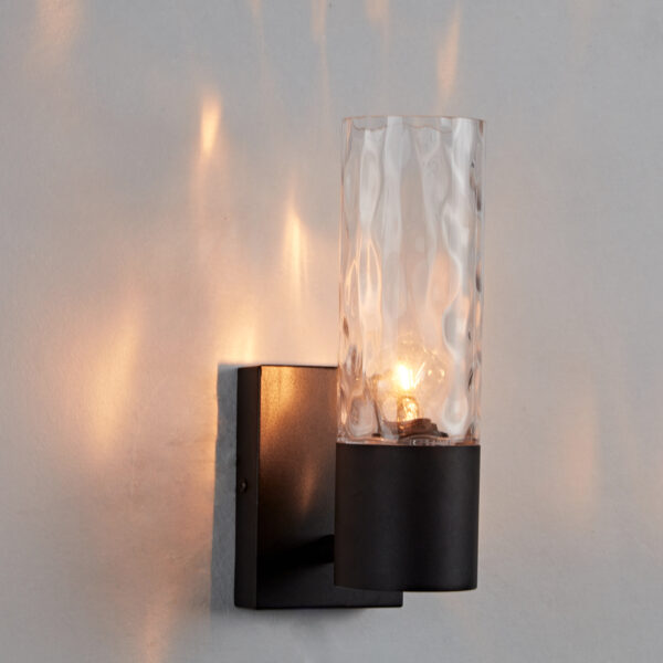 Transparent Glass Cylinder Wall Lamp with Handcrafted Design