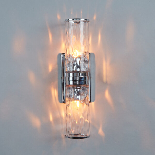 Hammered Clear Glass Shades Candelabra Sconce - Image 14