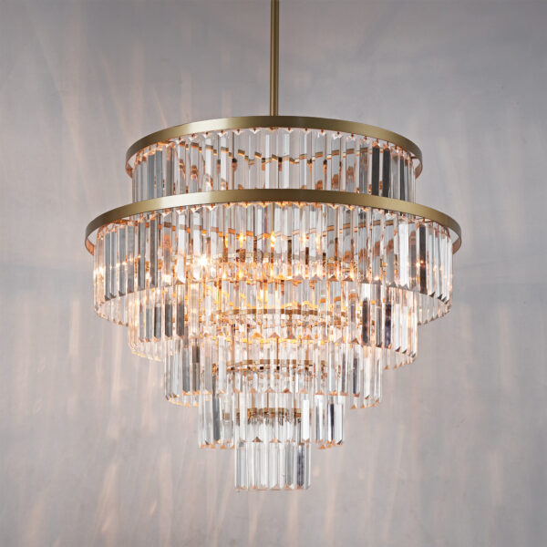 Crystal Elegance Vintage Brass Living Room Chandelier - Image 15