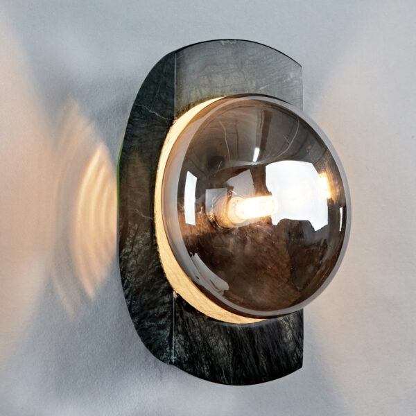 Smoked Luster Veining Globe Wall Sconce