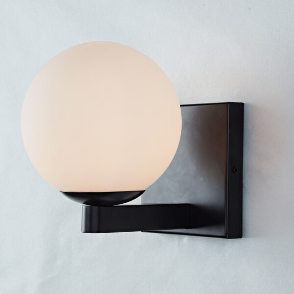 Globe Shade Matte Finish with Brass Accents Single Light Sconce