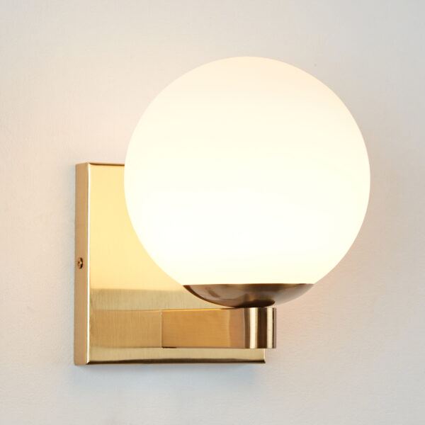 Globe Shade Matte Finish with Brass Accents Single Light Sconce - Image 22