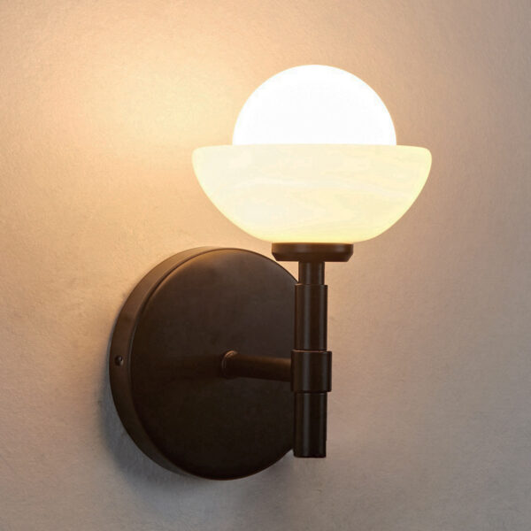 Alabaster Glow Hand-Carved Bathroom Sconce