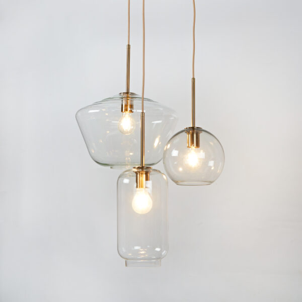 Adjustable 3 Light Glass Shade Pendant Light