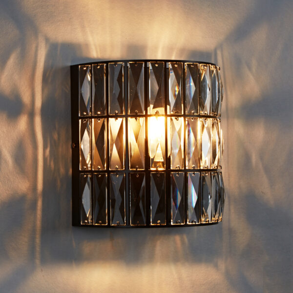 Antique Bronze Finish Crystal Sconce