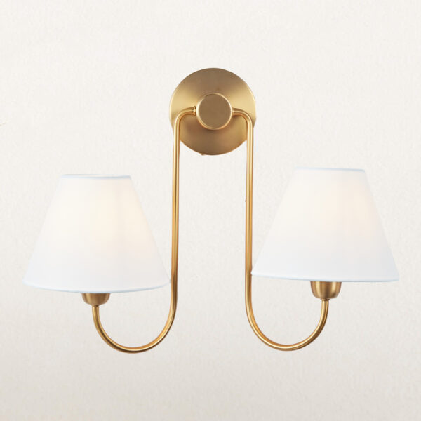 Modern Linen Shade Double Swoop Sconce