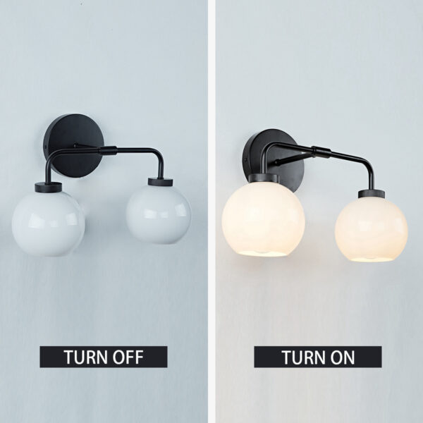 Globe Shade Matte Finish with Brass Accents Double Light Sconce - Image 5