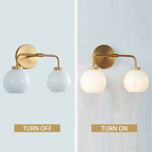 Globe Shade Matte Finish with Brass Accents Double Light Sconce - Image 31