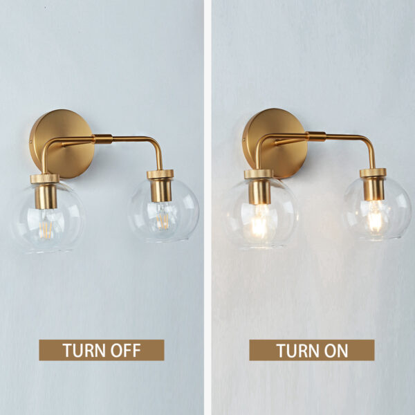 Globe Shade Matte Finish with Brass Accents Double Light Sconce - Image 44