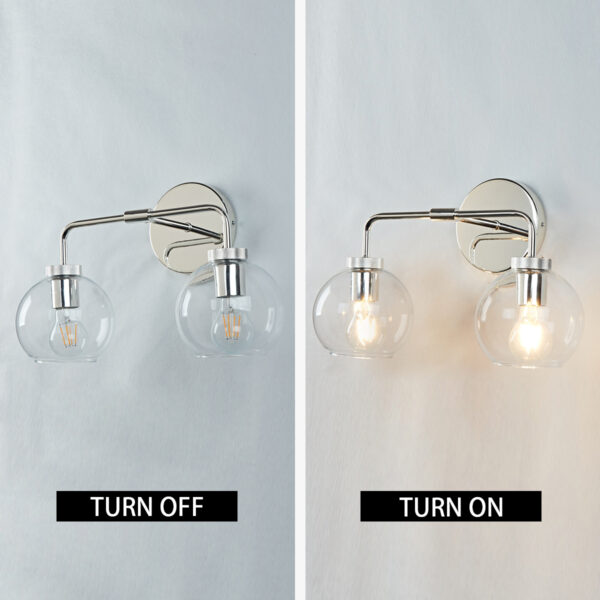 Globe Shade Matte Finish with Brass Accents Double Light Sconce - Image 70