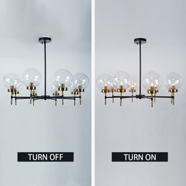 Industrial Black& Glod Glass Globe Round Chandelier 36 Inch Diam - Image 4