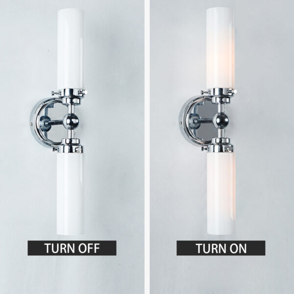 Milk Glass Double Tube Sconce Vanity Light - Image 32