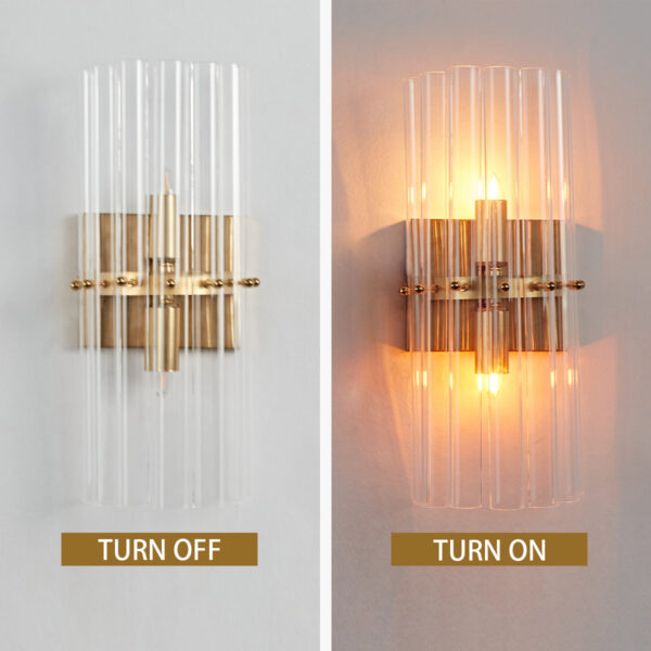Vintage-Inspired Modern Brass and Crystal Wall Sconce - Image 5