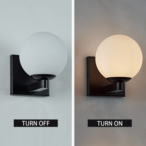 Globe Shade Matte Finish with Brass Accents Single Light Sconce - Image 5