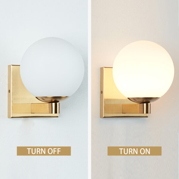 Globe Shade Matte Finish with Brass Accents Single Light Sconce - Image 26