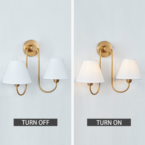 Modern Linen Shade Double Swoop Sconce - Image 5