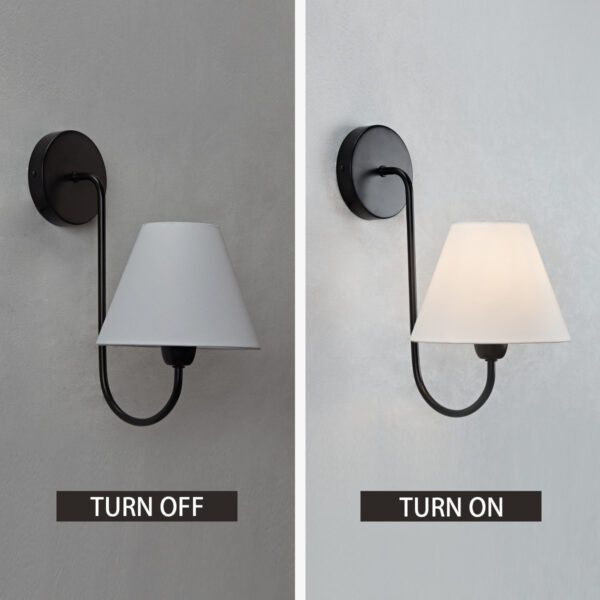 Midcentury Linen Shade Single Swoop Sconce - Image 16