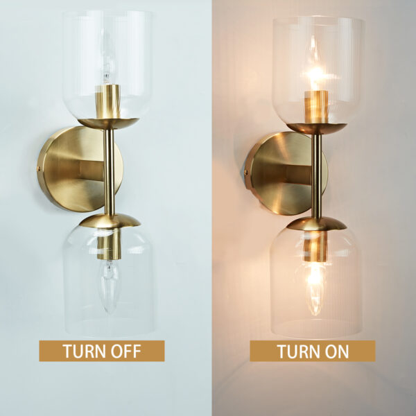 Bell-shaped Fluted Glass Double Wall Sconce - Image 4