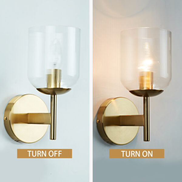 Bell-shaped Fluted Glass Wall Sconce - Image 4