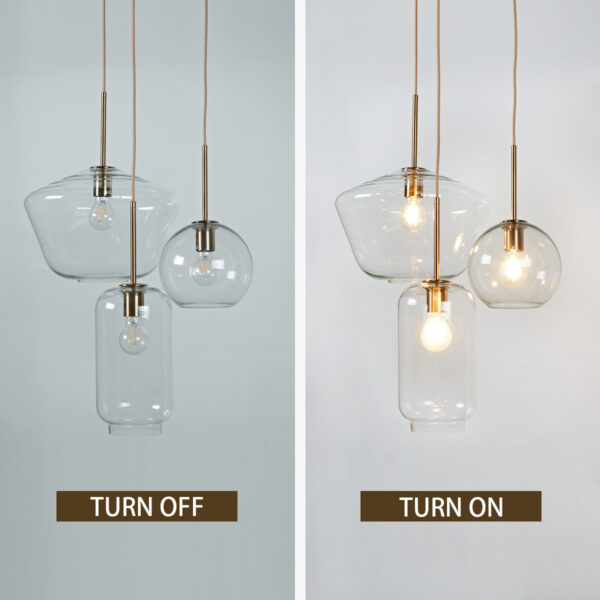 Adjustable 3 Light Glass Shade Pendant Light - Image 5