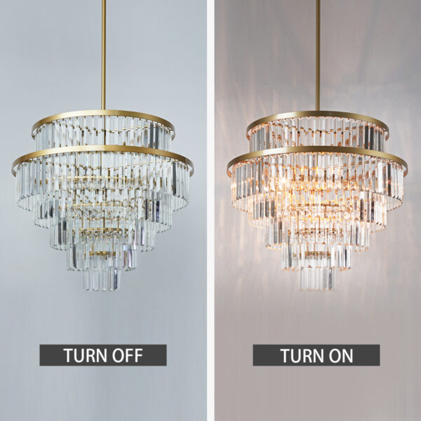 Crystal Elegance Vintage Brass Living Room Chandelier - Image 19