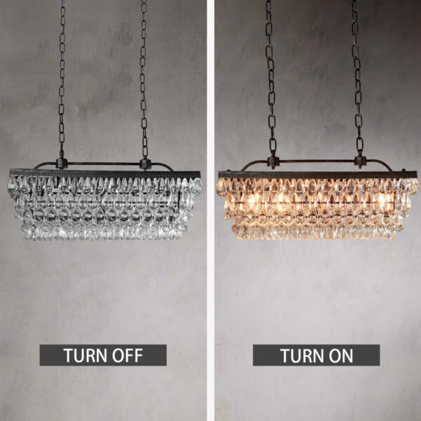 Crystal Raindrop Elegance Rectangular Chandelier - Image 4