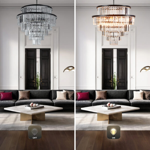 Crystal Elegance Vintage Brass Living Room Chandelier - Image 6