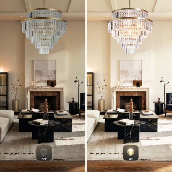 Crystal Elegance Vintage Brass Living Room Chandelier - Image 20