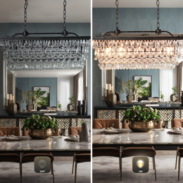 Crystal Raindrop Elegance Rectangular Chandelier - Image 13