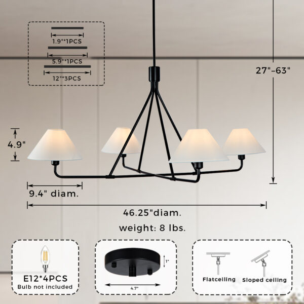 Architectural Tapered Shades Chandelier - Image 2