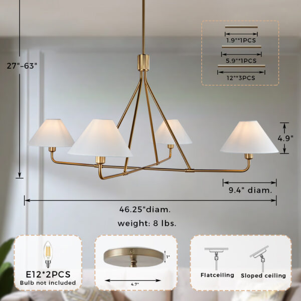 Architectural Tapered Shades Chandelier - Image 14