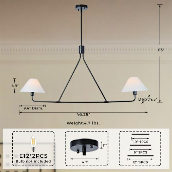 Minimalist Elegance Architectural 2-Light Tapered Pendant - Image 2