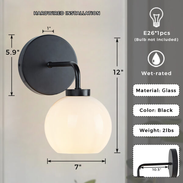 Blown Glass Steel Frame Single Sconce Collection - Image 2