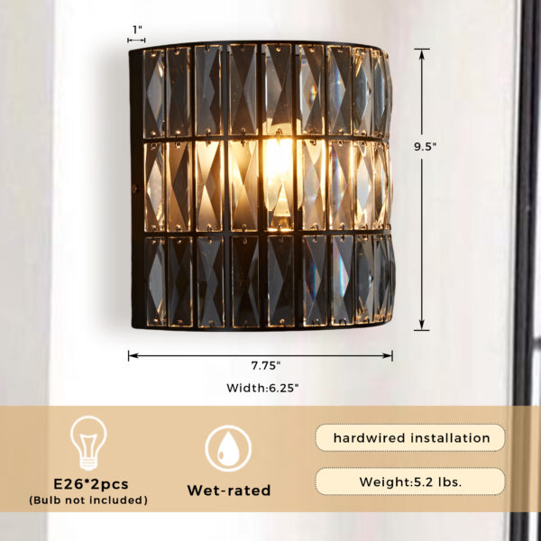 Antique Bronze Finish Crystal Sconce - Image 2