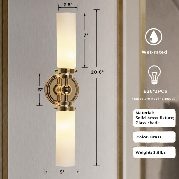 Milk Glass Double Tube Sconce Vanity Light - Image 2