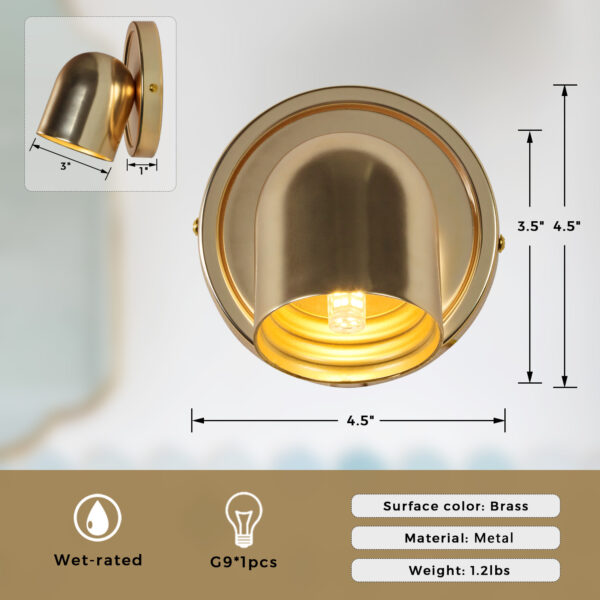 Minimalist Design Metal Dome LED Indoor Sconce - Image 2