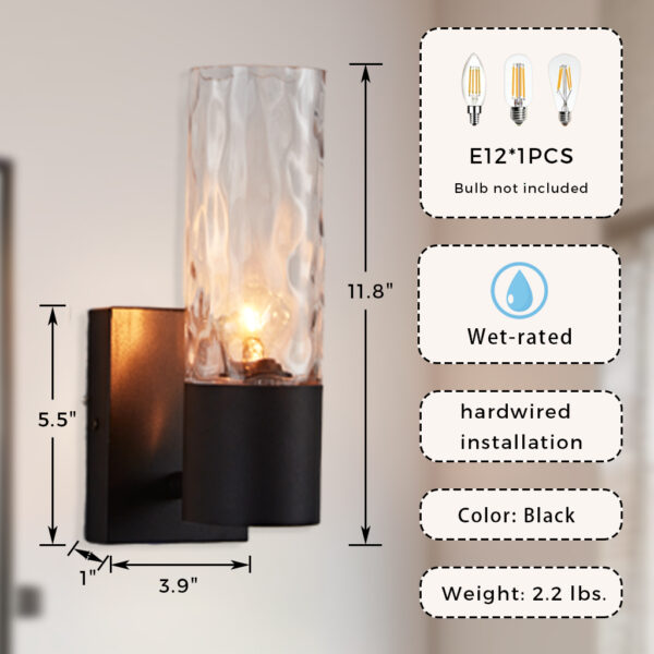 Transparent Glass Cylinder Wall Lamp with Handcrafted Design - Image 2