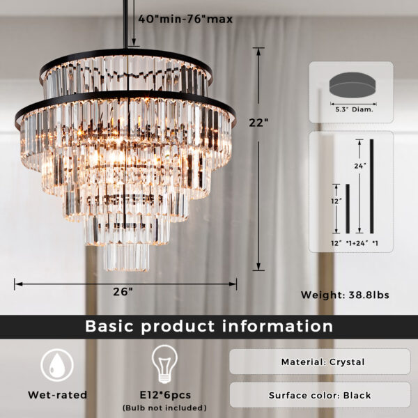 Crystal Elegance Vintage Brass Living Room Chandelier - Image 2