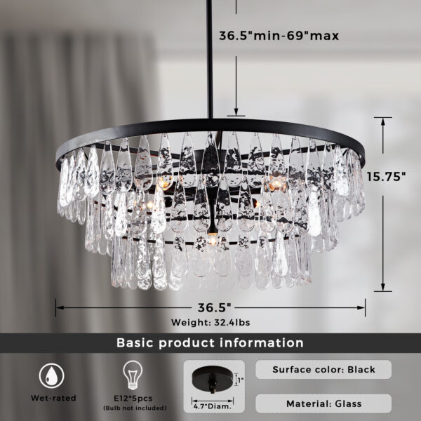 Vintage-Inspired Textured Glass Chandelier - Image 2