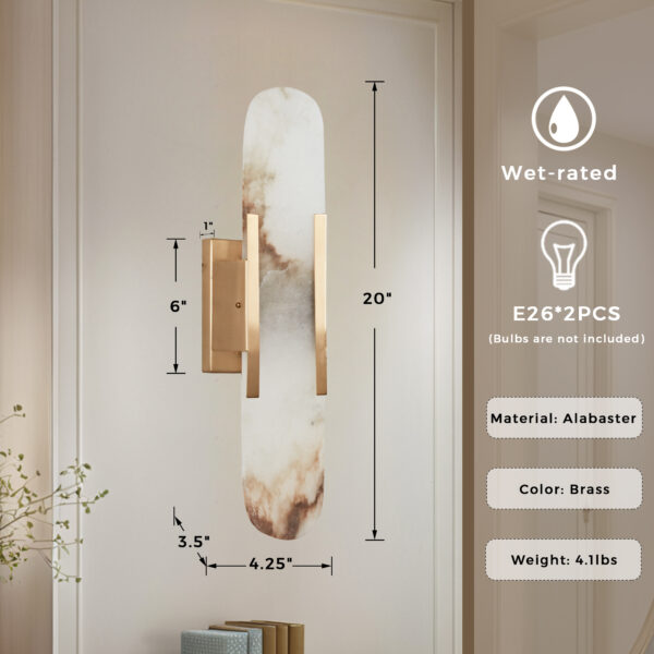 Alabaster Elegance Backplate Sconce - Image 2